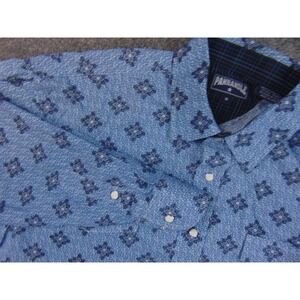 Pan Handle Shirt Mens Med Blue Geometric Print Long Sleeve Button Down